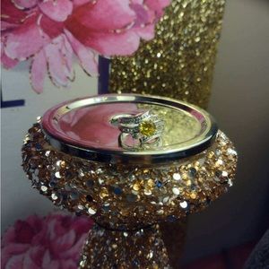 Yellow stone stainless still size 7 cocktail ring